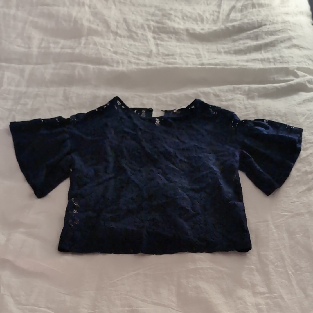 Elegant Mango Navy Blue Lace Top
